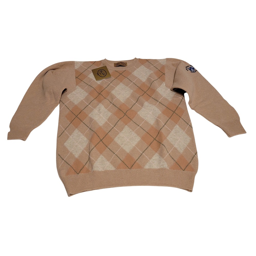 Peter Scott Lambswool Argyle Sweater Men S Oatmeal Royal Troon Golf Scotland NWT